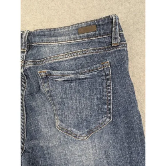 Kut from the Kloth Jeans Womens Size 12 Blue Amy Crop Straight Leg Rolled Cuffs - Picture 10 of 15